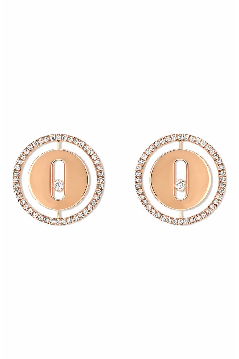 Lucky Move Diamond Stud Earrings, Main, color, ROSE GOLD