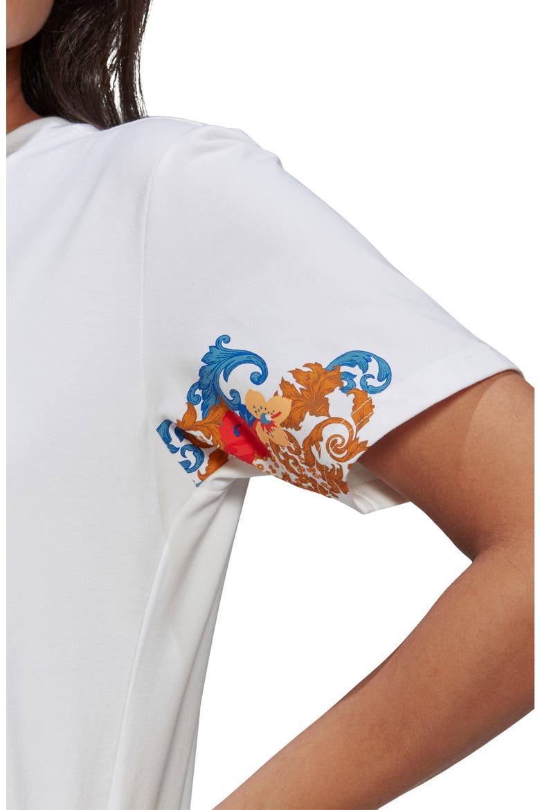 x HER Studio Floral Accent Graphic Logo Tee, Alternate, color, WHITE
