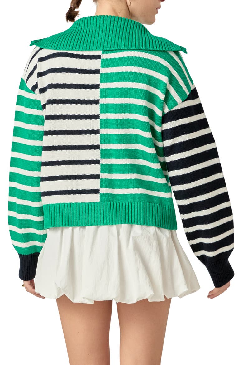Stripe Half Zip Pullover, Alternate, color, GREEN/ NAVY