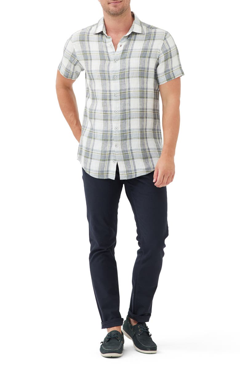 Rodd & Gunn Willow Park Plaid Short Sleeve Linen Button-Up Shirt, Alternate, color,