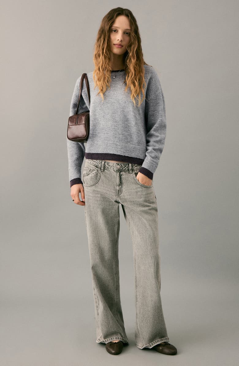 MANGO TEEN Two Tone Sweater, Alternate, color, Purple And Grey