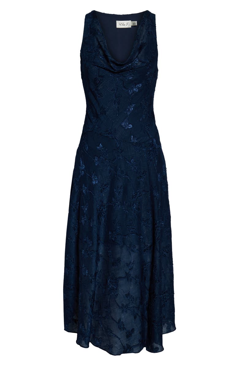 Eliza J Cowl Neck Jacquard Midi Dress, Alternate, color, 