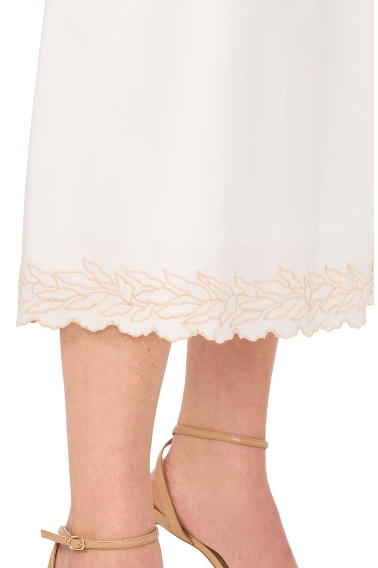 Smocked Waist Embroidered Midi Skirt, Alternate, color, ULTRA WHITE