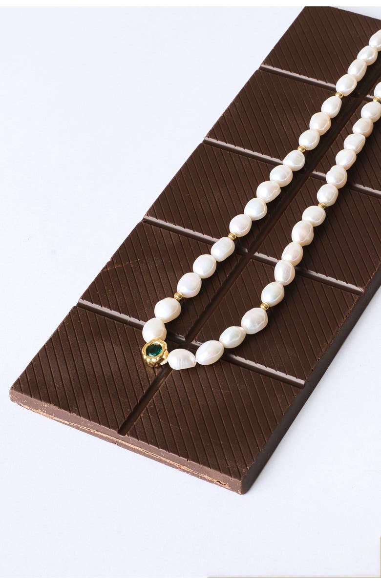 Classicharms Ella Freshwater Pearl Necklace Set, Alternate, color, Gold/Green