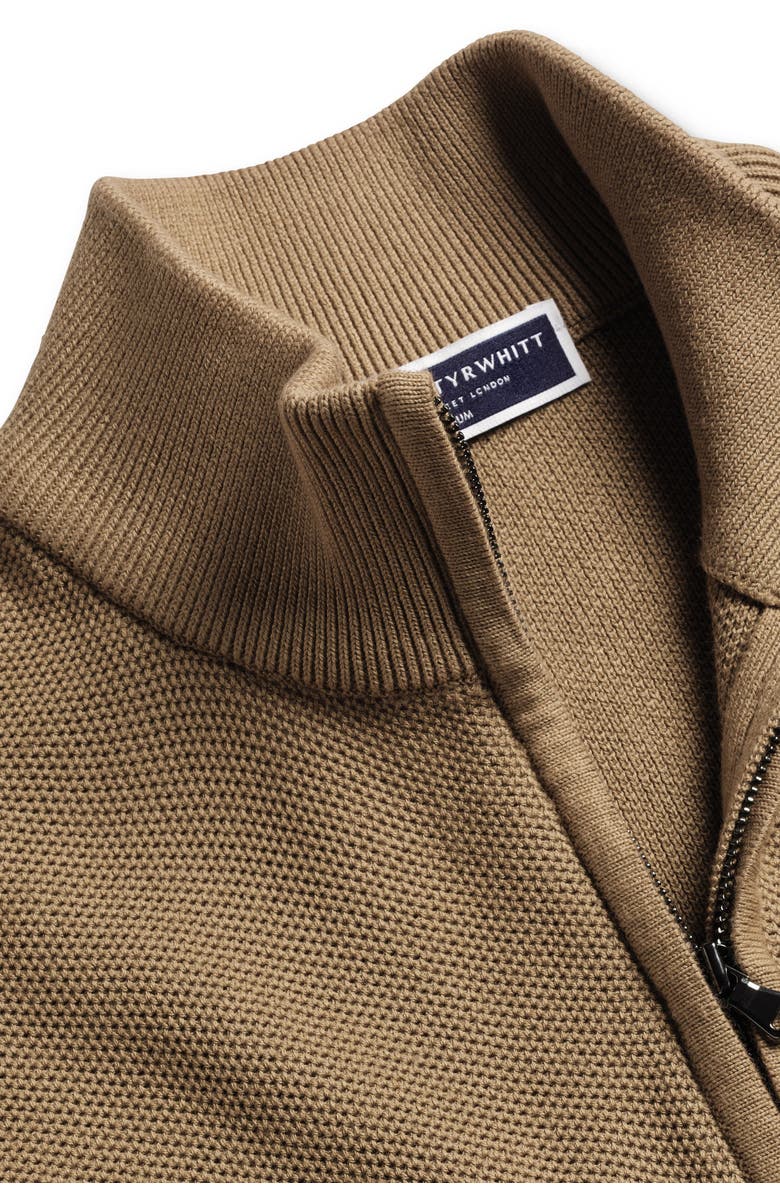 Charles Tyrwhitt Cotton Zip Neck Sweater, Alternate, color, Camel
