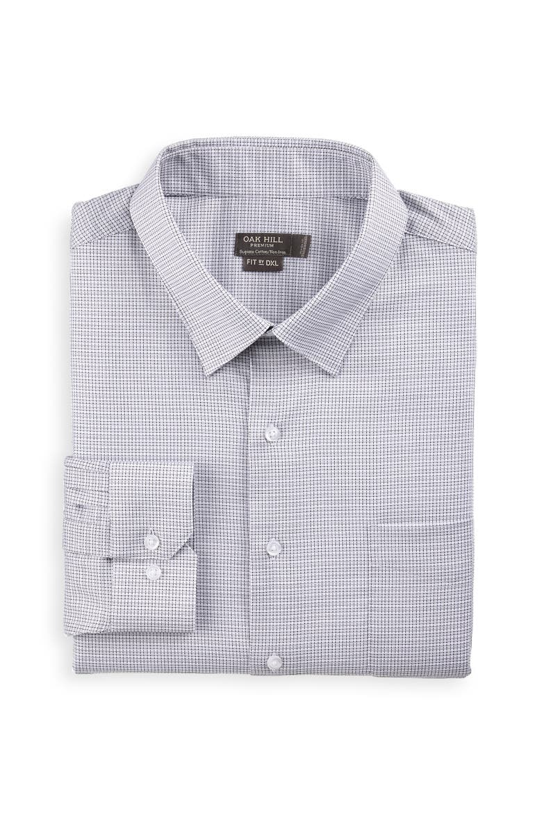 Big & Tall Textured Check Patterned Dress Shirt, Main, color, WHITE