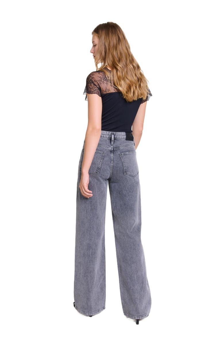 maje Jersey top with lace trim, Alternate, color, 