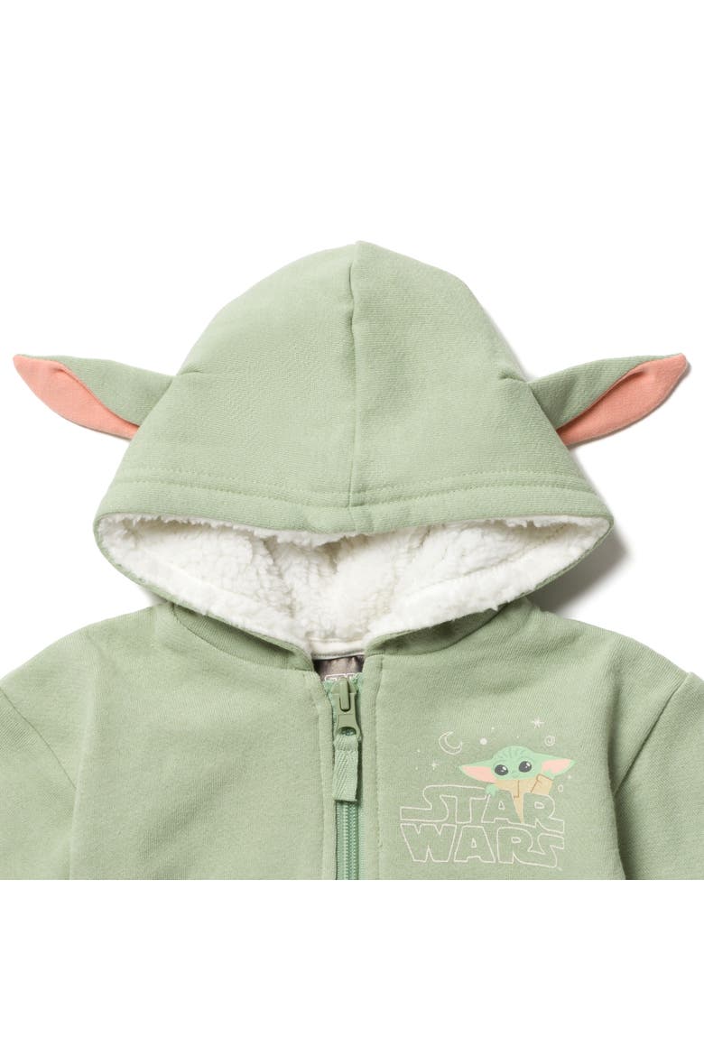 The Mandalorian Grogu Cosplay Fleece Zip-Up Hoodie, Alternate, color, Grogu Sage Green