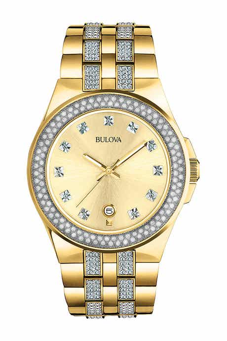 BULOVA Men's Swarovski Crystal Accented Quartz Bracelet Watch, 42mm