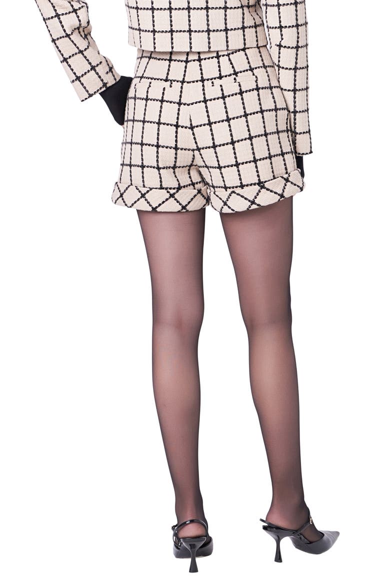 Plaid Cuffed Shorts, Alternate, color, BEIGE/ BLACK