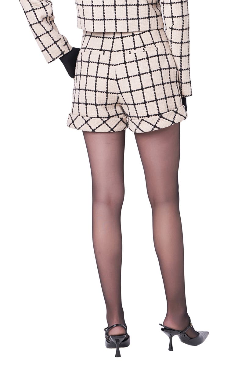 English Factory Plaid Cuffed Shorts, Alternate, color, Beige/ Black