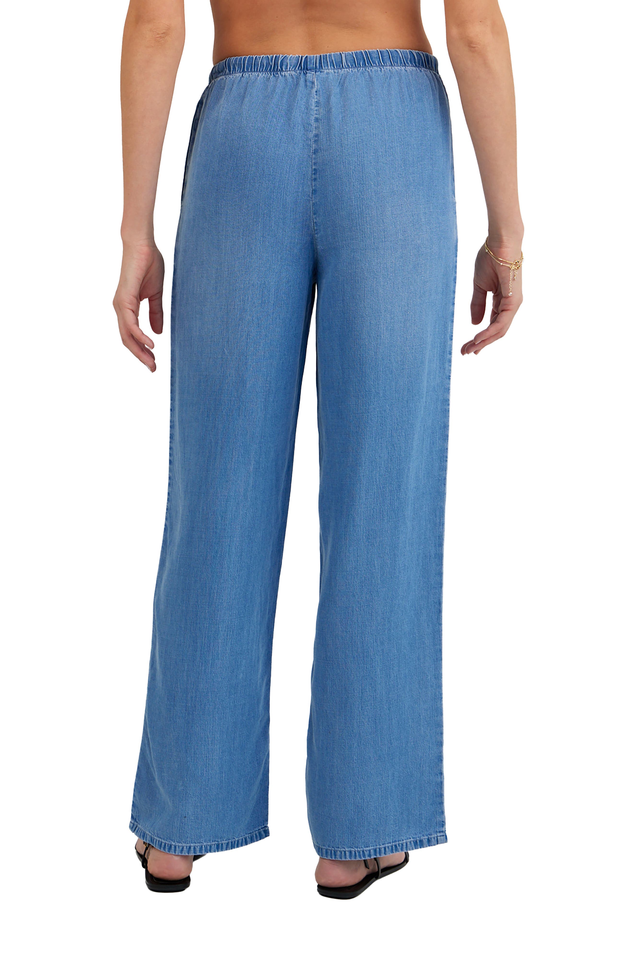 Pull-On Wide Leg Chambray Pants - image 2