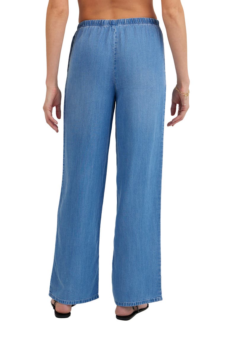 Pull-On Wide Leg Chambray Pants, Alternate, color, INDIGO HARBOR WASH