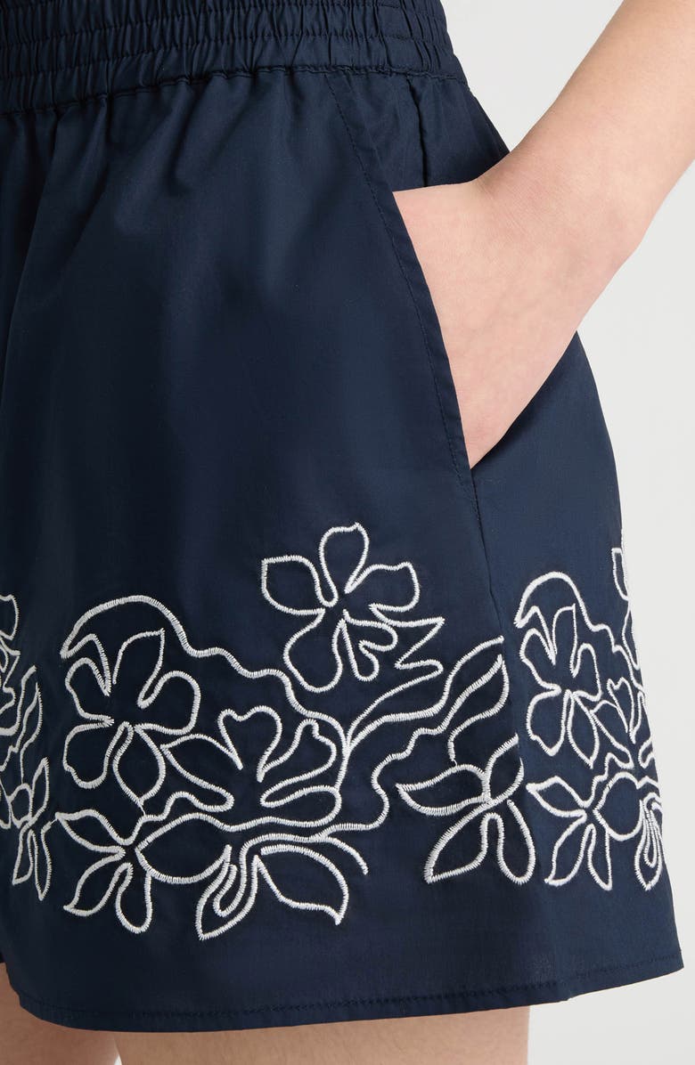 NVLT Floral Embroidered Poplin Shorts, Alternate, color, Navy/ White