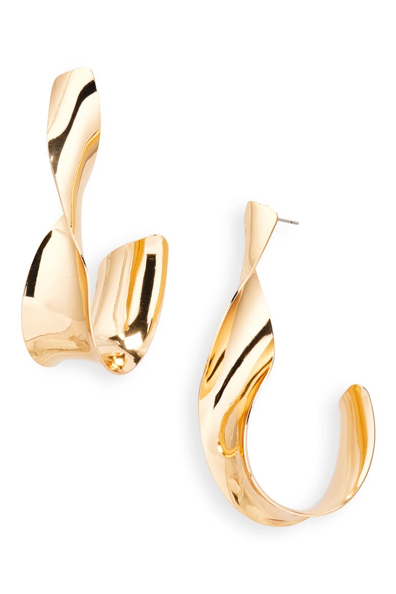 Twisted Hoop Earrings, Main, color, GOLD