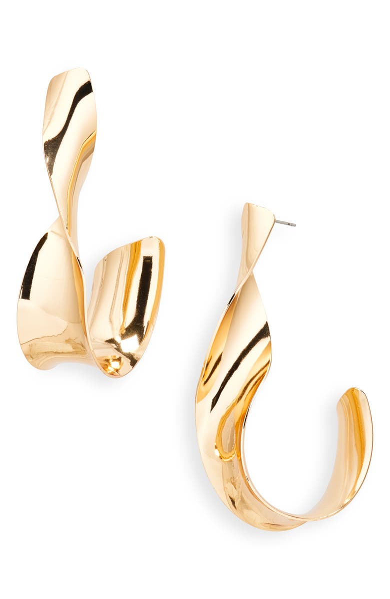 Tasha Twisted Hoop Earrings, Main, color, Gold