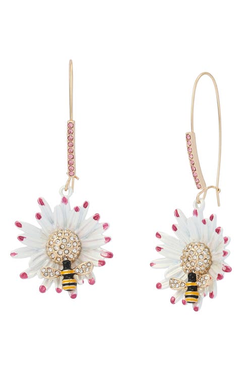 Flower & Bee Statement Earrings