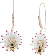 Betsey Johnson Flower & Bee Statement Earrings