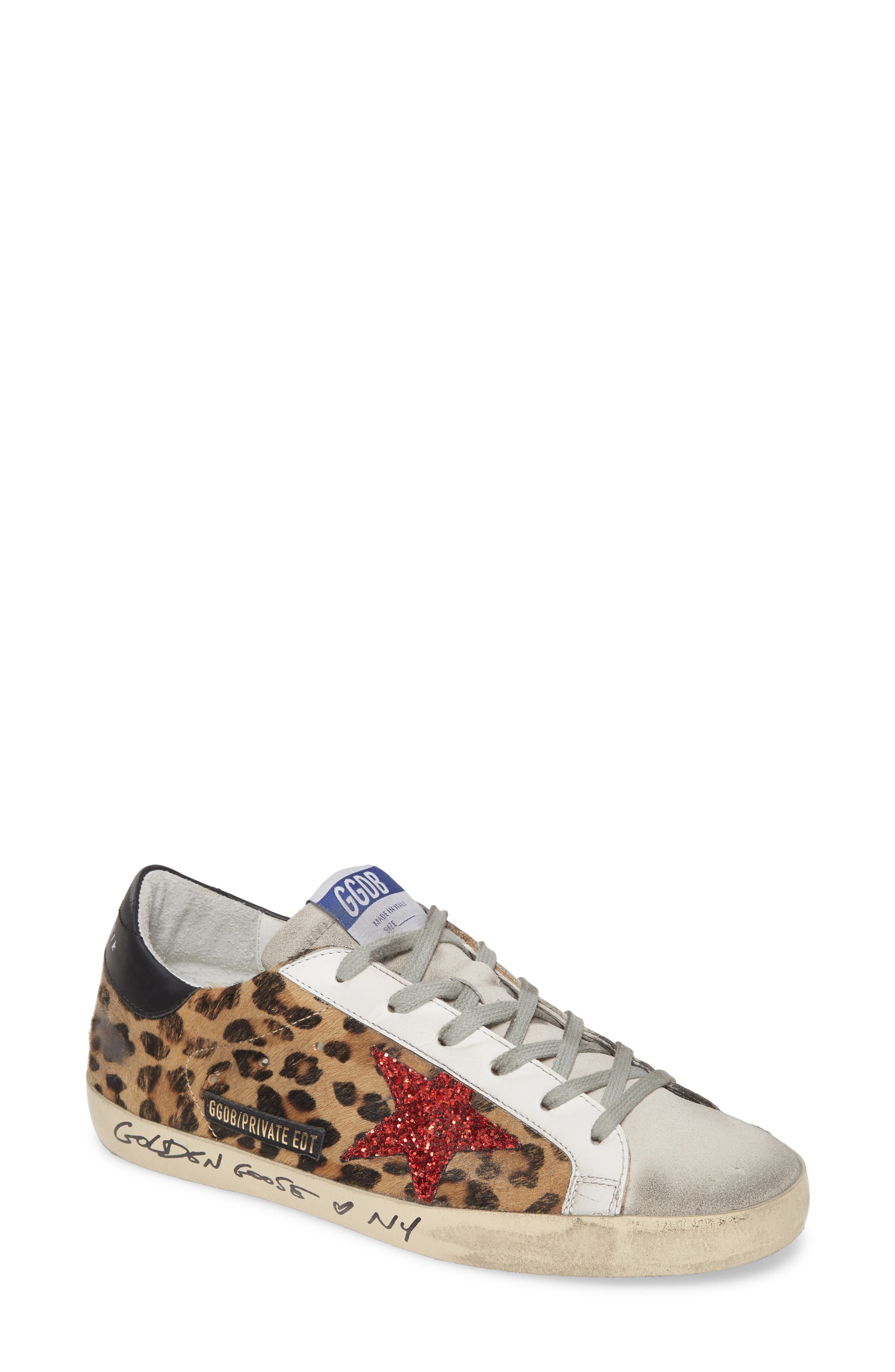 Golden Goose Glitter Star Genuine Calf Hair Sneaker, Main, color, 