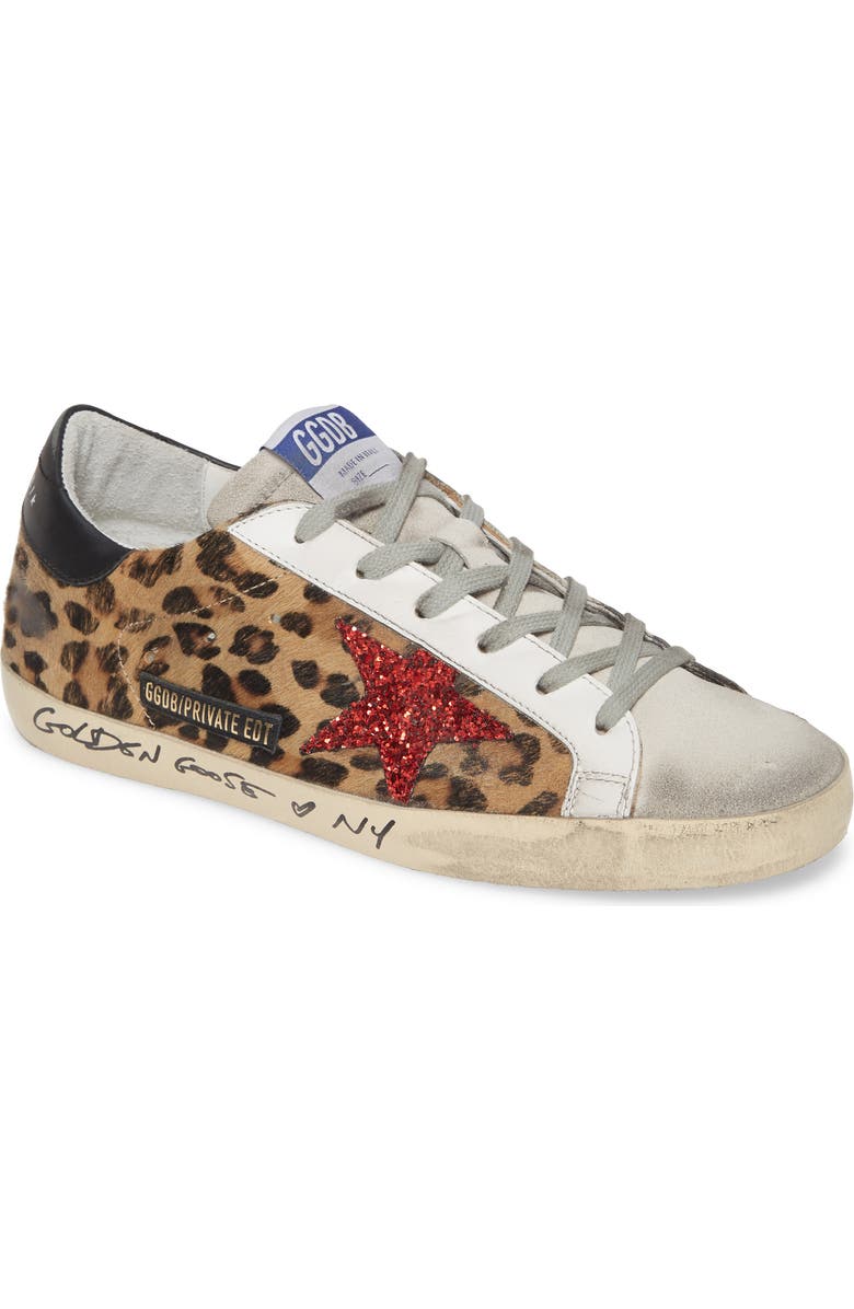 Golden Goose Glitter Star Genuine Calf Hair Sneaker, Main, color,