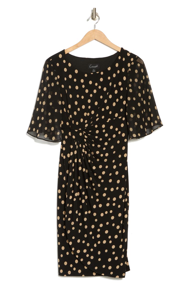 Connected Apparel Flutter Sleeve Faux Wrap Dress, Alternate, color, 