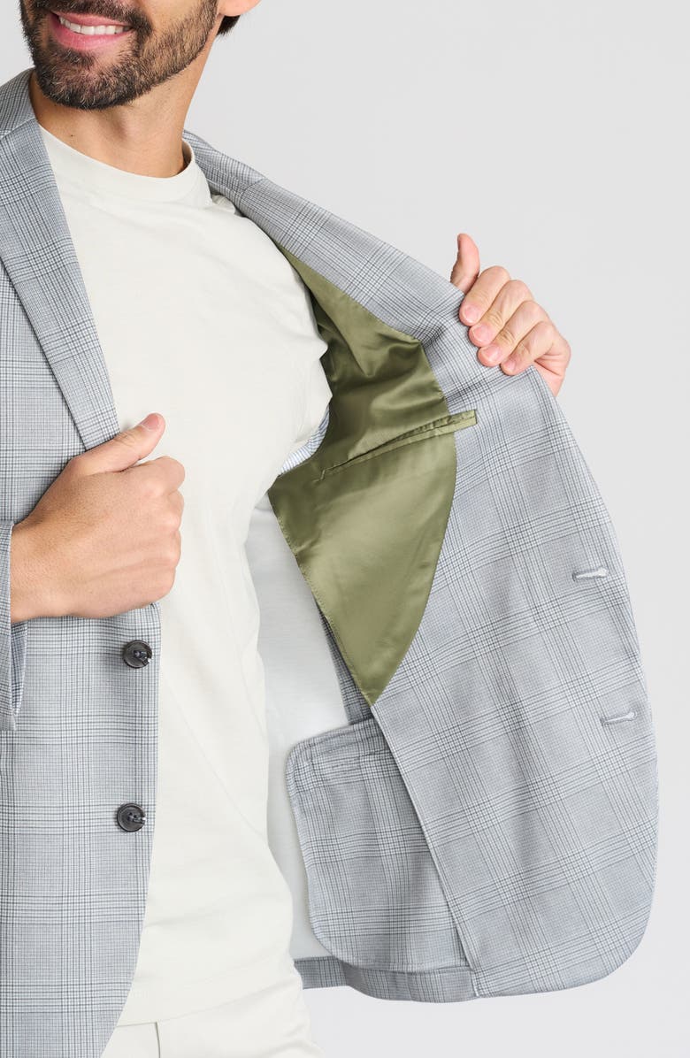 SAVILE ROW CO Shoreditch Plaid Knit Blazer, Alternate, color, Light Olive