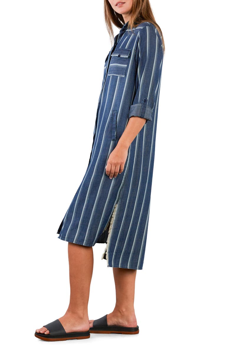 Daydream Stripe Shirtdress, Alternate, color, INDIGO CABANA STR
