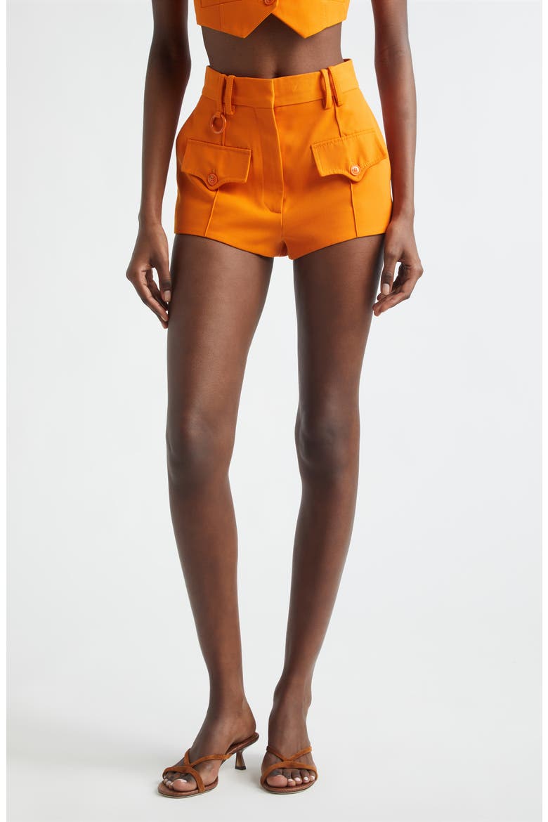Kindred Spirit Alchemy High Waist Wool Blend Mini Shorts, Main, color, SUNSET ORANGE