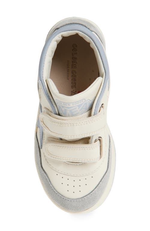 Golden Goose Boys Leather June Basket Trainers In White/light Gray/ice