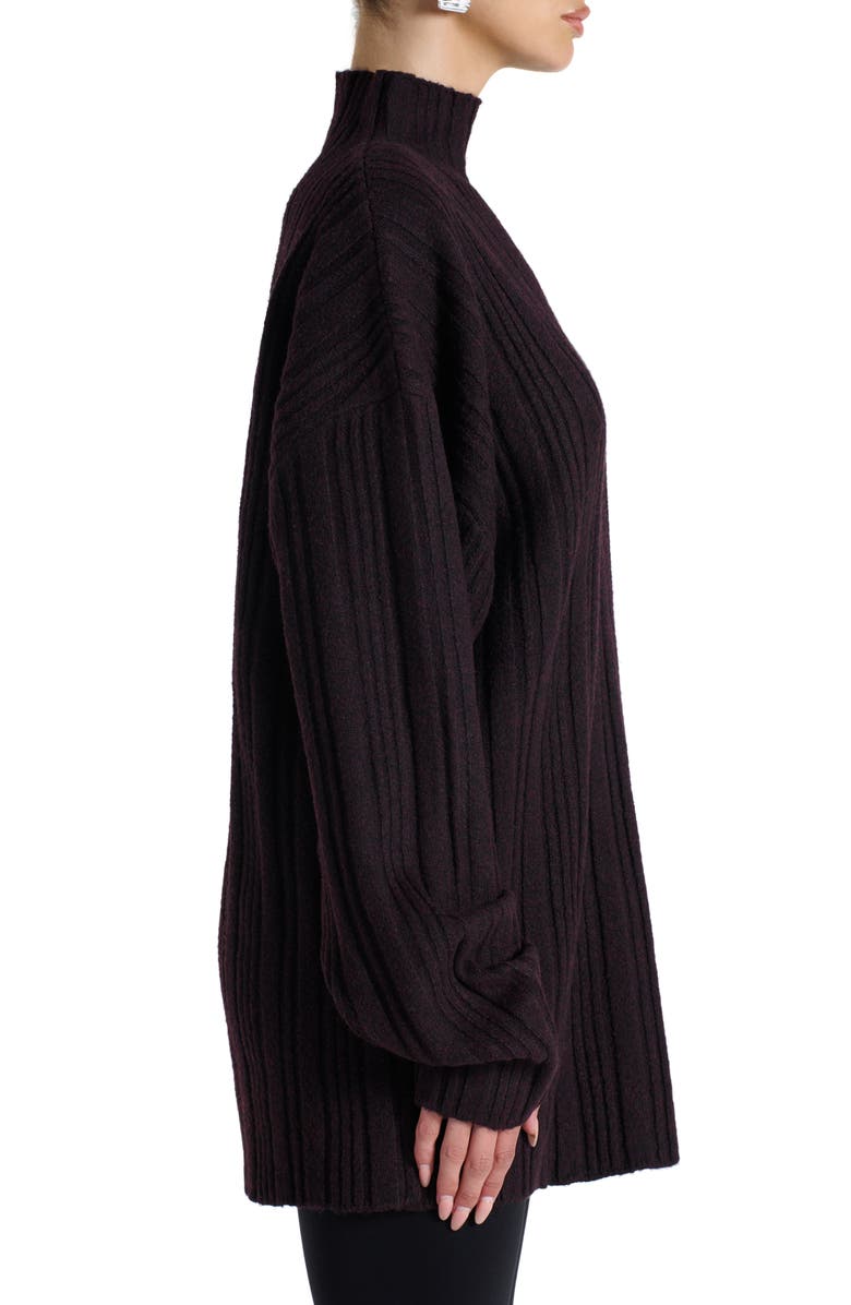 Naked Wardrobe Oversize Funnel Neck Sweater, Alternate, color, Dark Plum