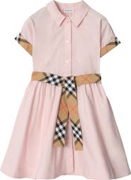 Burberry Check Trim Cotton Shirt Dress