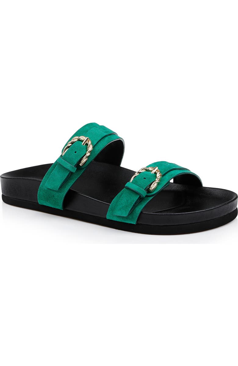 L
AGENCE Gaelle Slide Sandal, Main, color, Green Suede