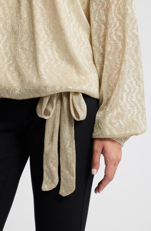 VINCE CAMUTO VINCE CAMUTO METALLIC TIE HEM OFF THE SHOULDER TOP 