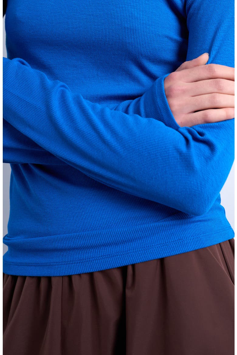 Long Sleeve Rib Top, Alternate, color, MEDIUM BLUE