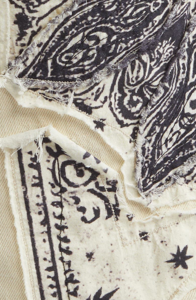 R13 Relaxed Denim Bermuda Shorts, Alternate, color, Ecru Bandana Applique