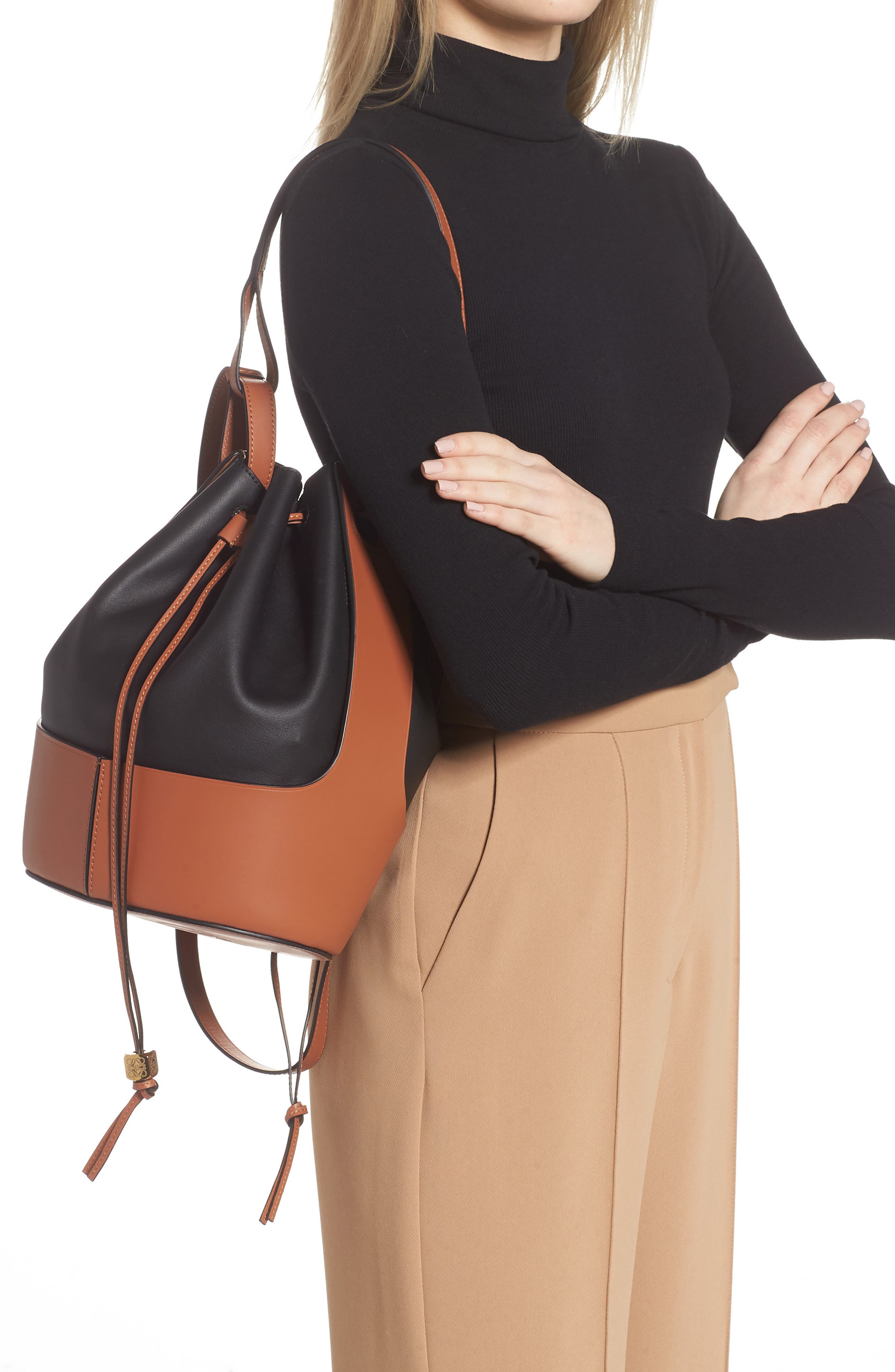 Loewe Balloon Colorblock Leather Bucket Bag, Alternate, color, 