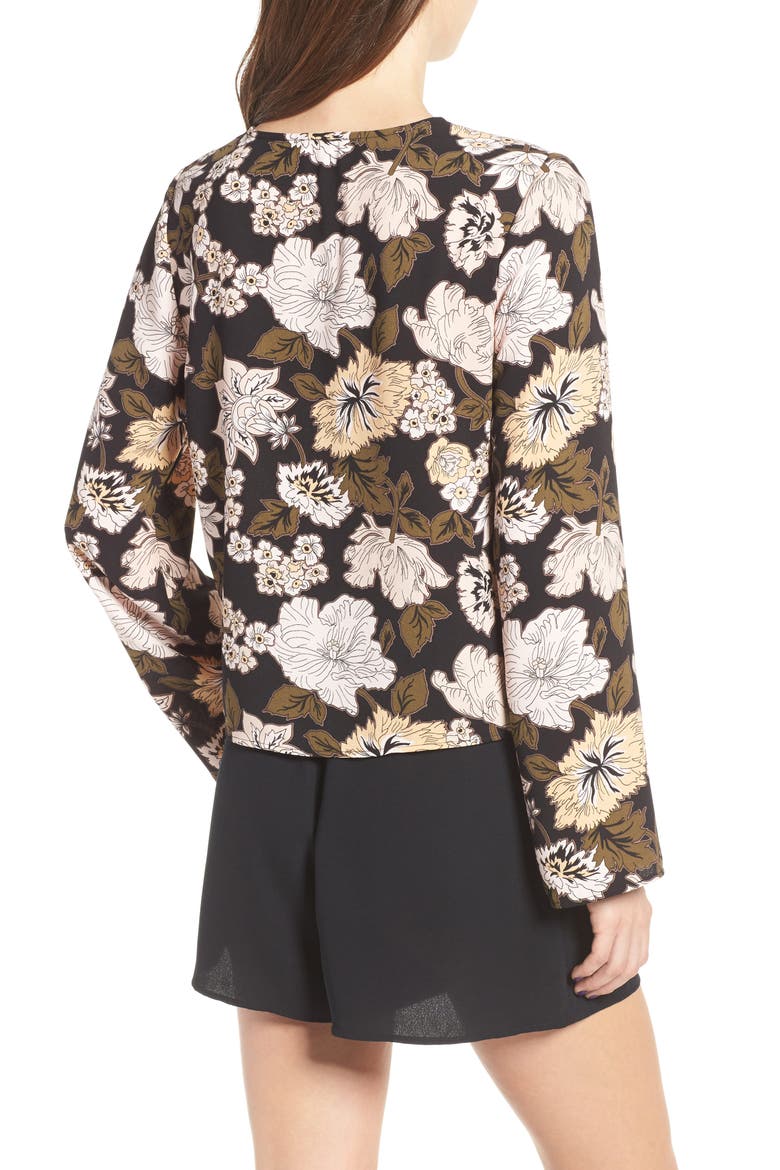 Lace Up Blouse, Alternate, color, BLACK SPRING FLORAL