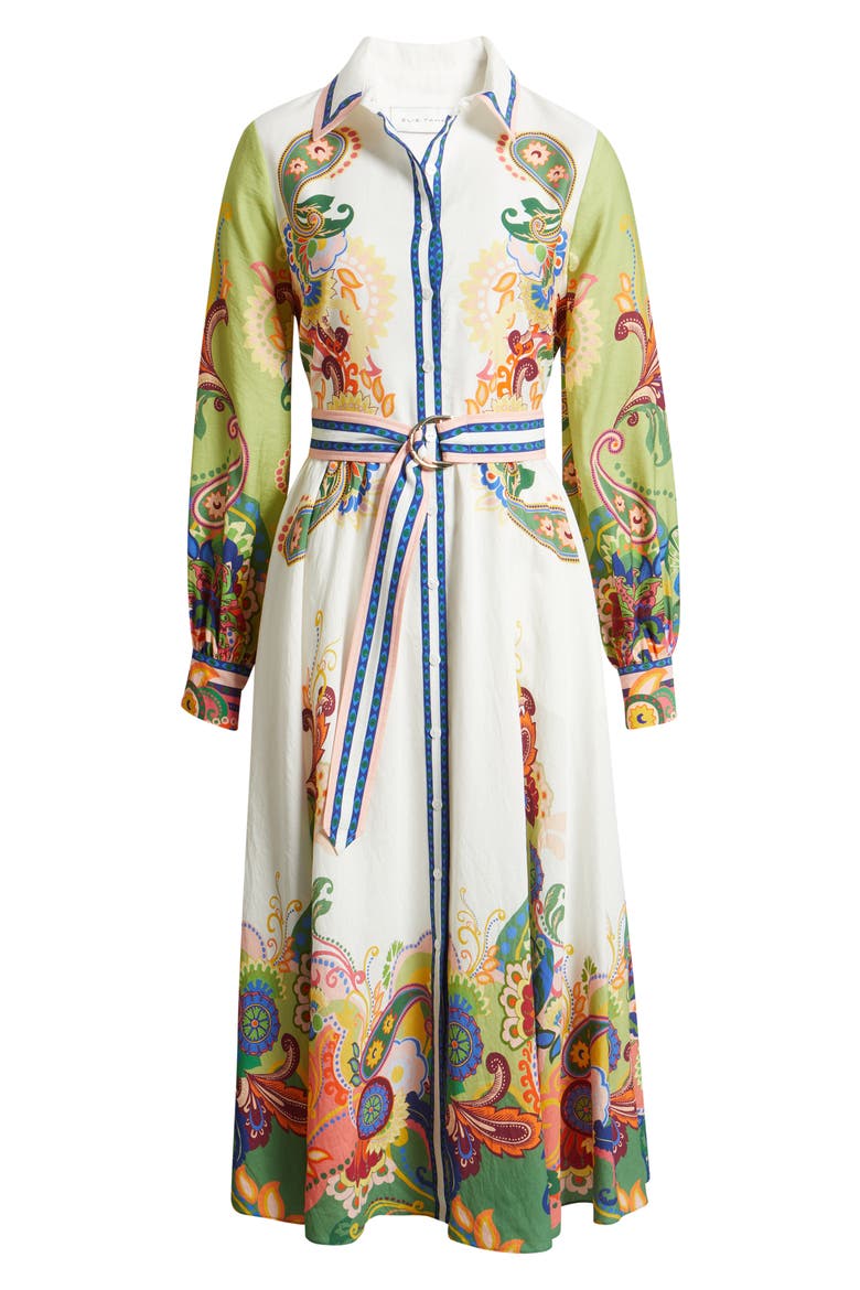 The Ester Belt Long Sleeve Shirtdress, Alternate, color, CELESTIAL PAISLEY