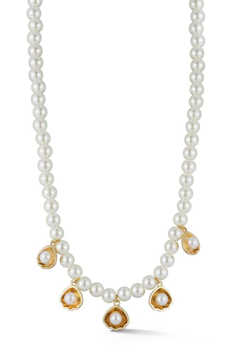 Faux Pearl Necklace, Main, color, GOLD/MULTICOLOR PEARL
