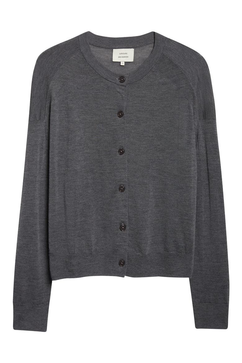 Kita Fine Knit Cashmere Crewneck Cardigan, Alternate, color, ANTHRACITE MELANGE