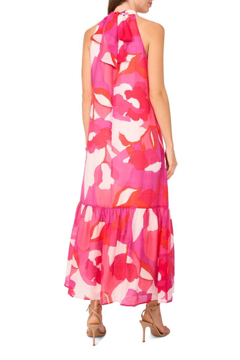 Floral Print Ruffle Hem Sleeveless Maxi Dress, Alternate, color, NEW IVORY/ PINK