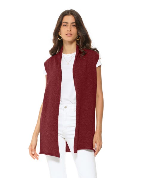 Pure Cashmere Sleeveless Long Open Front Cardigan