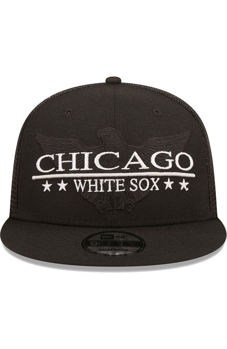 New Era Men's New Era Black Chicago White Sox Patriot Trucker 9FIFTY Snapback Hat, Alternate, color, Black