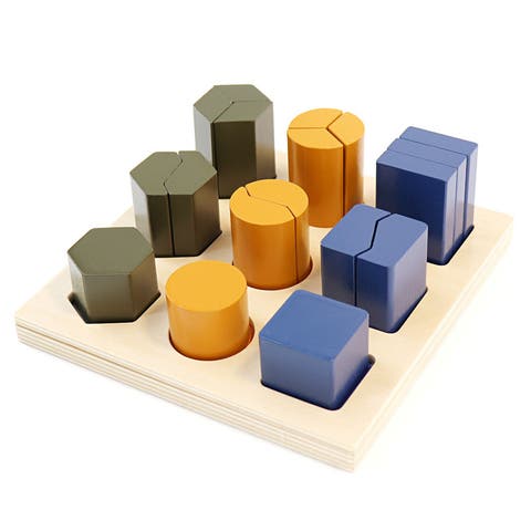 One Two Three Shape Sorter, 3 Sets of 3-Shapes for Sorting