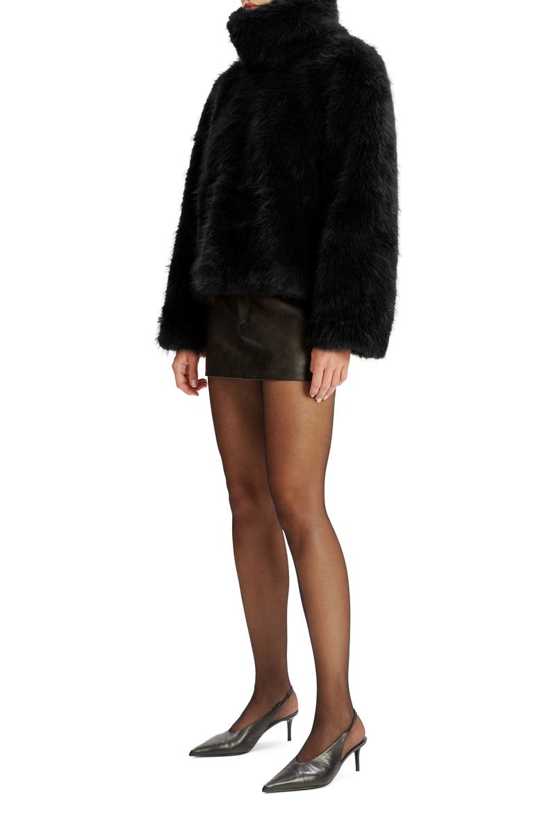Renata Faux Fur Turtleneck, Alternate, color, BLACK
