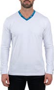 Maceoo Edison Stretch Cotton Long Sleeve V-Neck T-Shirt
