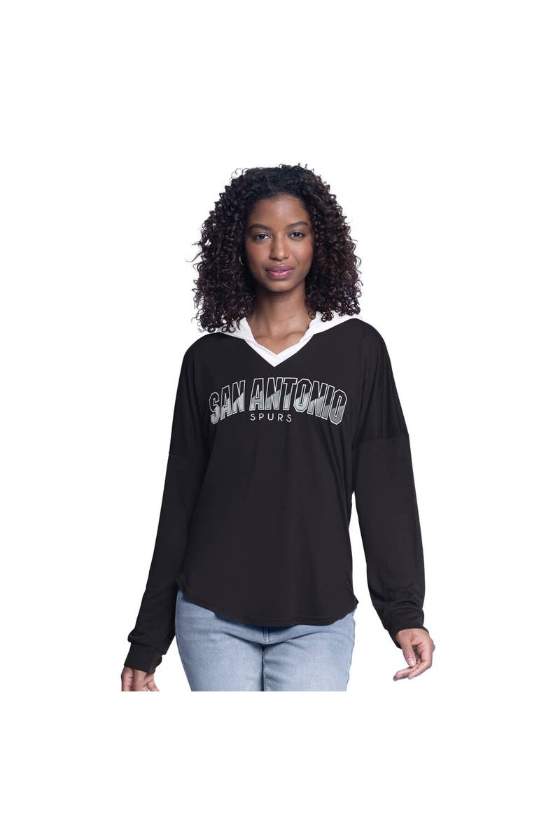 G-III 4HER BY CARL BANKS Women's G-III 4Her by Carl Banks Black San Antonio Spurs Bench Player Oversized Long Sleeve Hooded Top, Alternate, color, Black