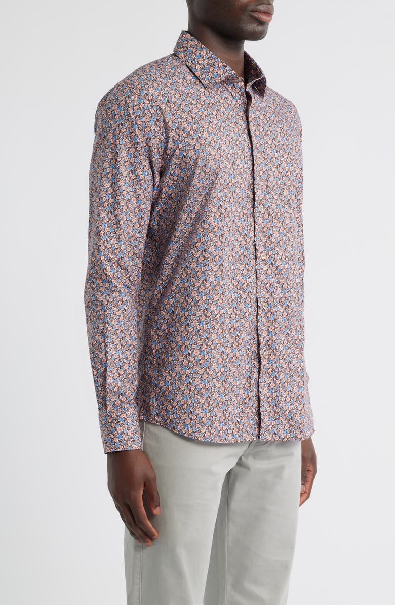Scott Barber Canclini Regular Fit Floral Cotton Button-Up Shirt, Alternate, color, Blue