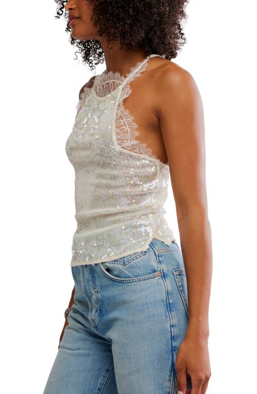 Free People Take Me Away Sequin & Lace Tank In Gray
