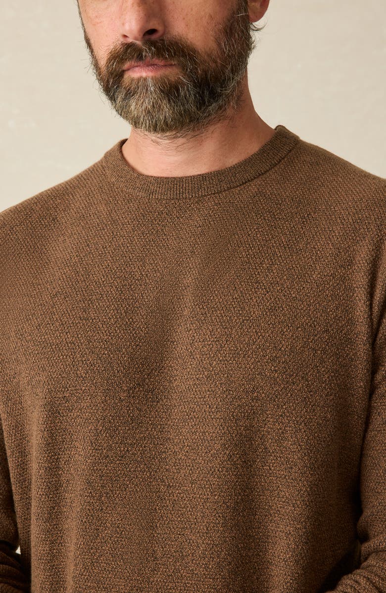 Faherty Jackson Organic Cotton Blend Sweater, Alternate, color, Trail Brown Heather